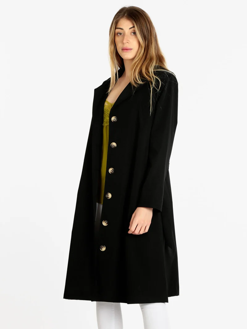 Trench leggero donna con cintura - nero
