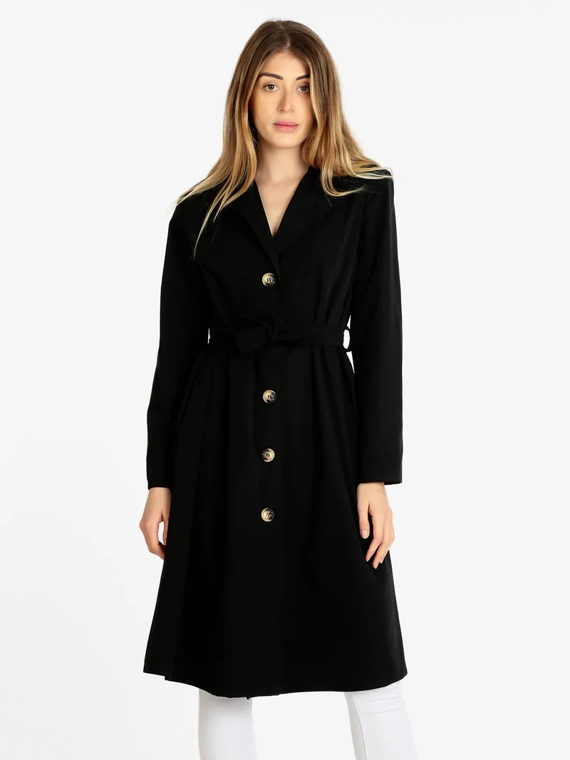 Trench leggero donna con cintura - nero