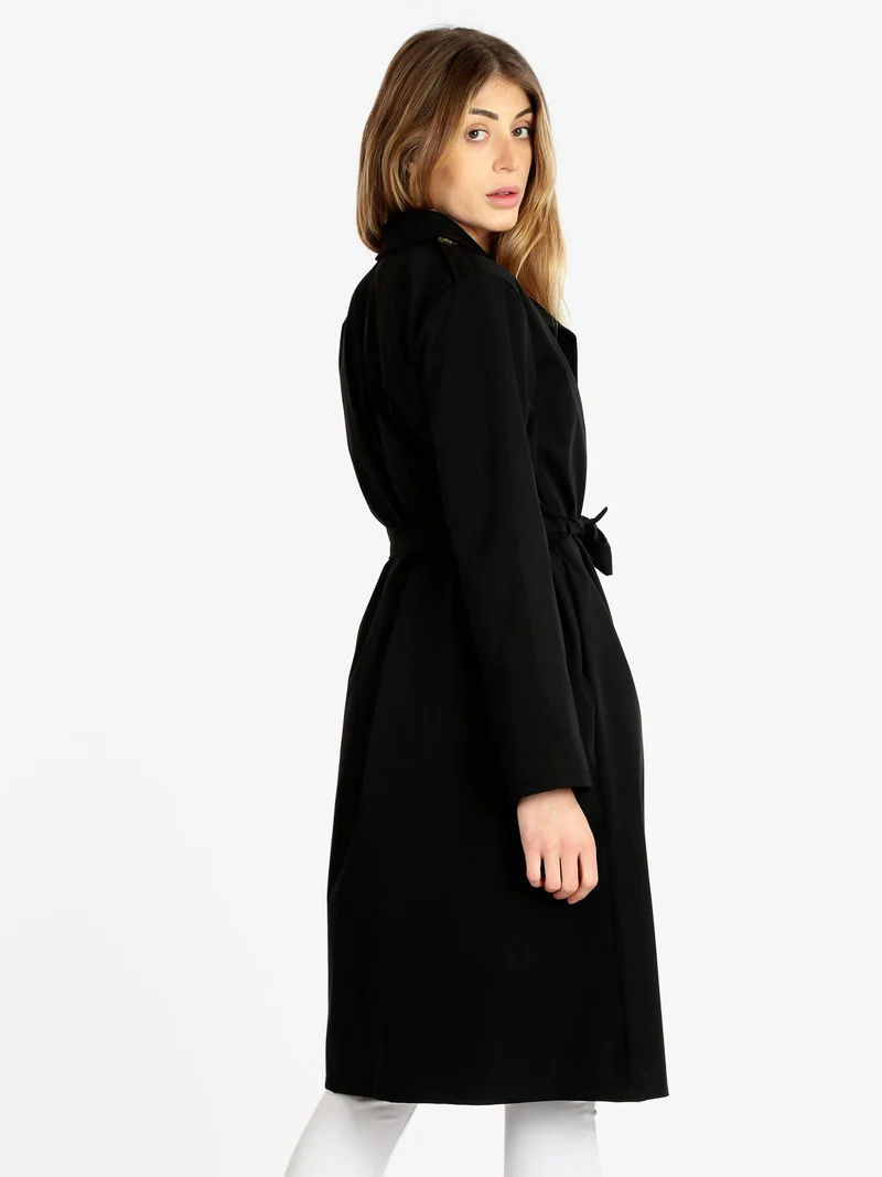 Trench leggero donna con cintura - nero