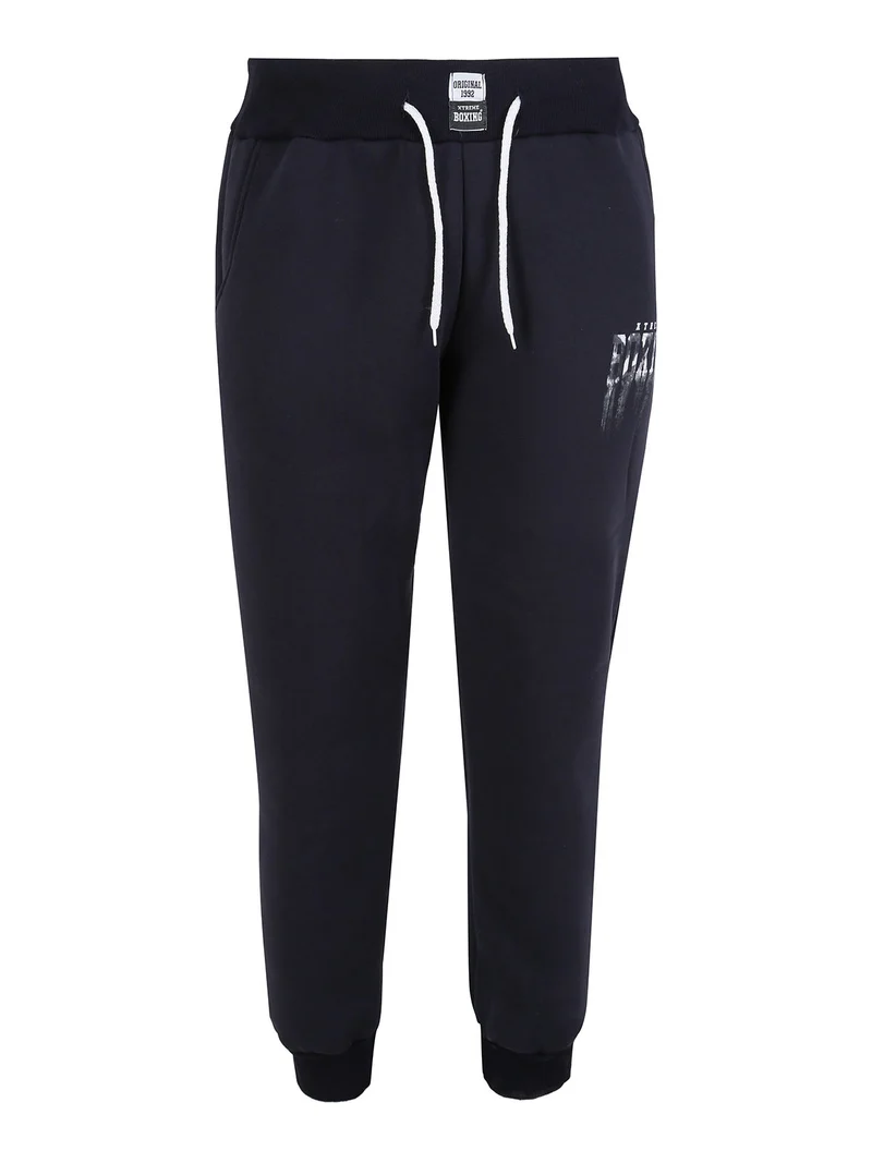 Pantaloni tuta da uomo felpati con polsini - blu scuro