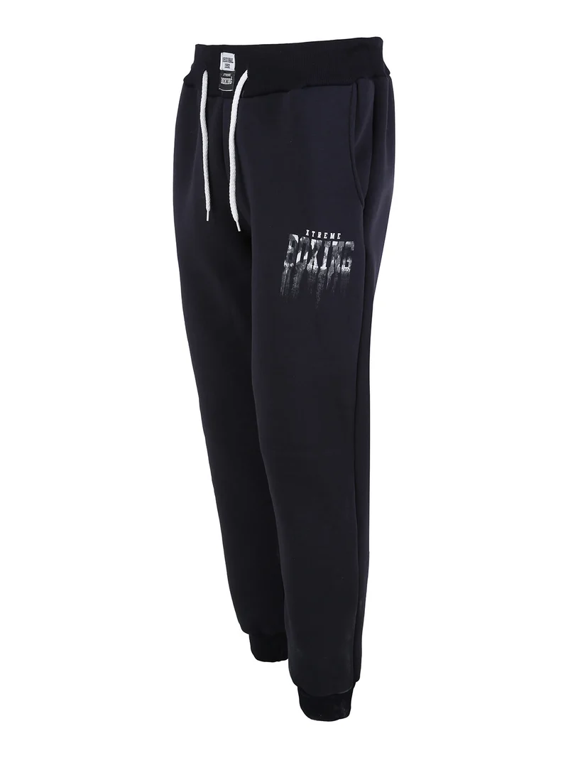 Pantaloni tuta da uomo felpati con polsini - blu scuro