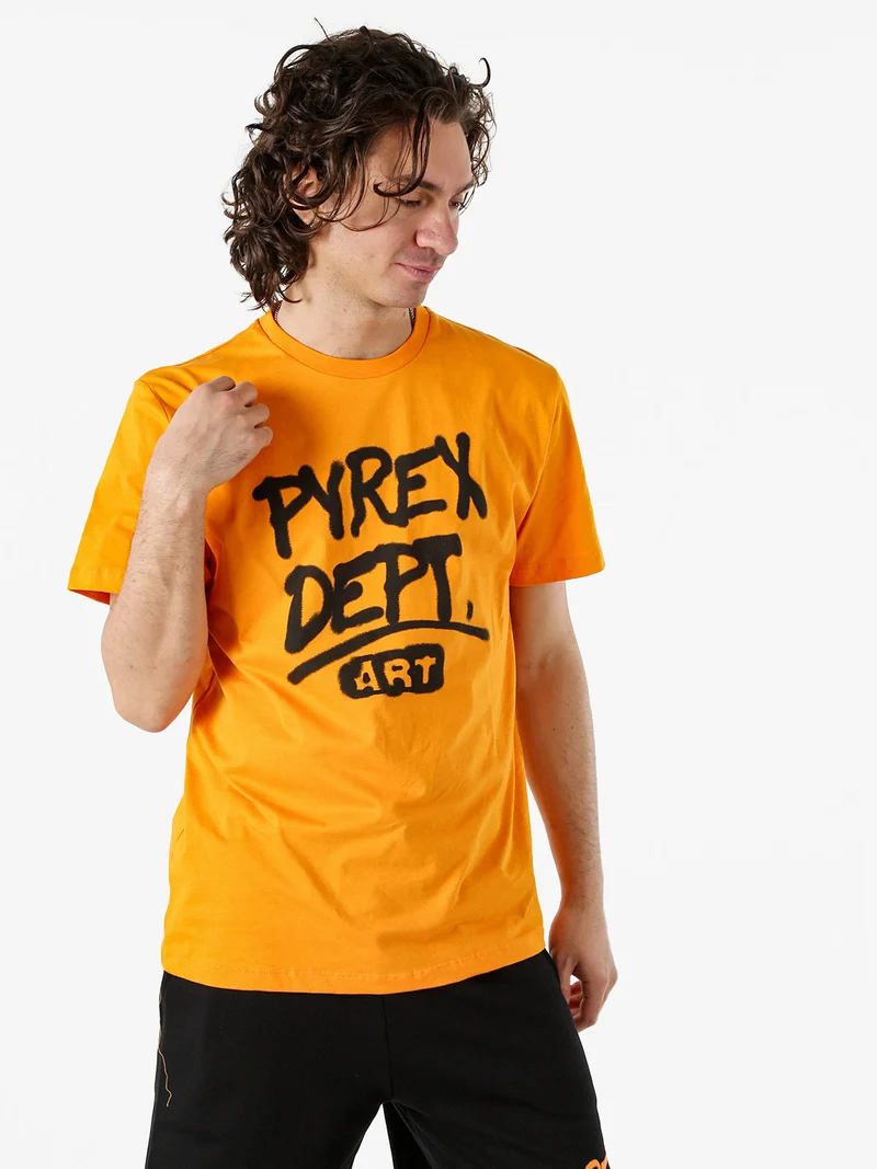 T-shirt da uomo in cotone con logo - arancione