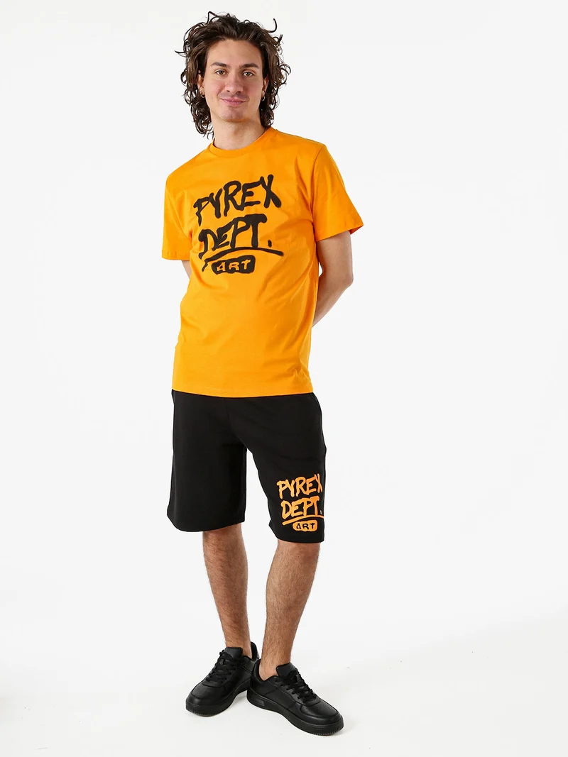 T-shirt da uomo in cotone con logo - arancione