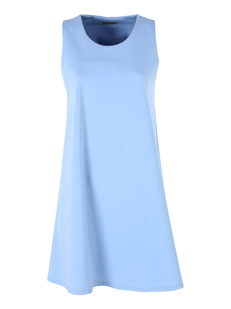 Vestito donna svasato senza maniche - azzurro