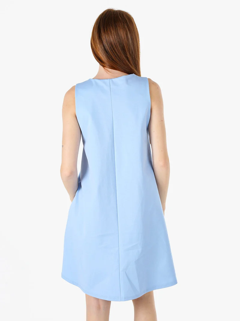 Vestito donna svasato senza maniche - azzurro