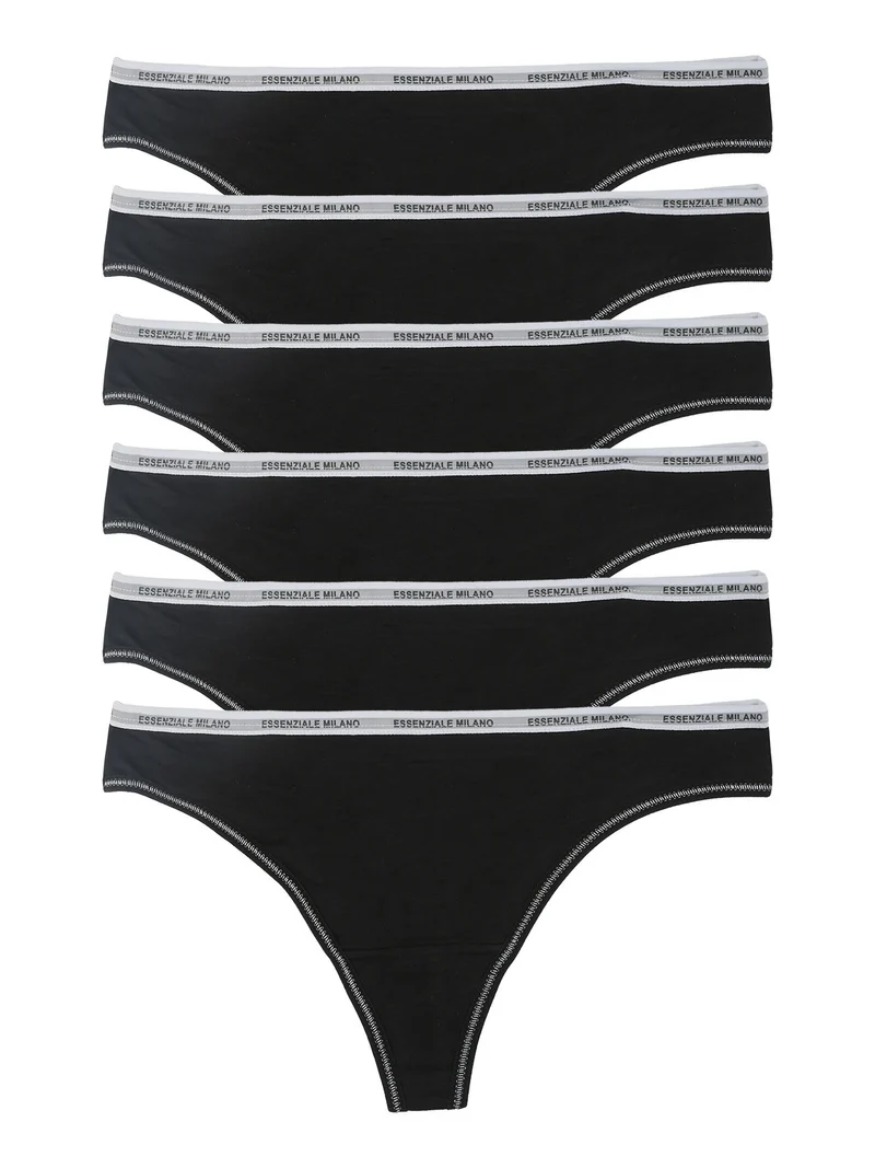 Confezione da 6 perizoma da donna in cotone - nero