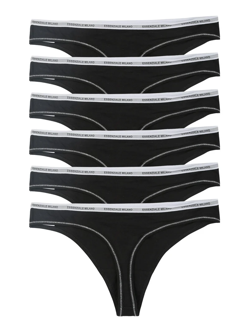Confezione da 6 perizoma da donna in cotone - nero