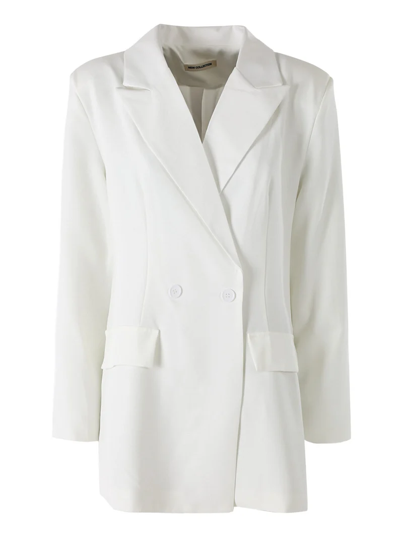 Blazer oversize da donna con chiusura a doppiopetto - bianco