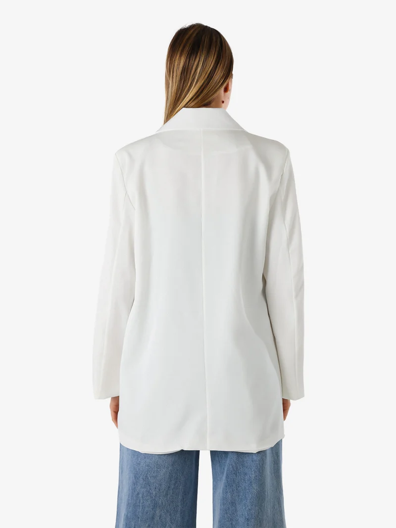 Blazer oversize da donna con chiusura a doppiopetto - bianco