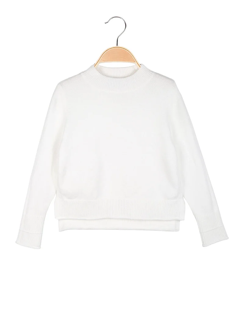Maglione da bambina accollato - bianco