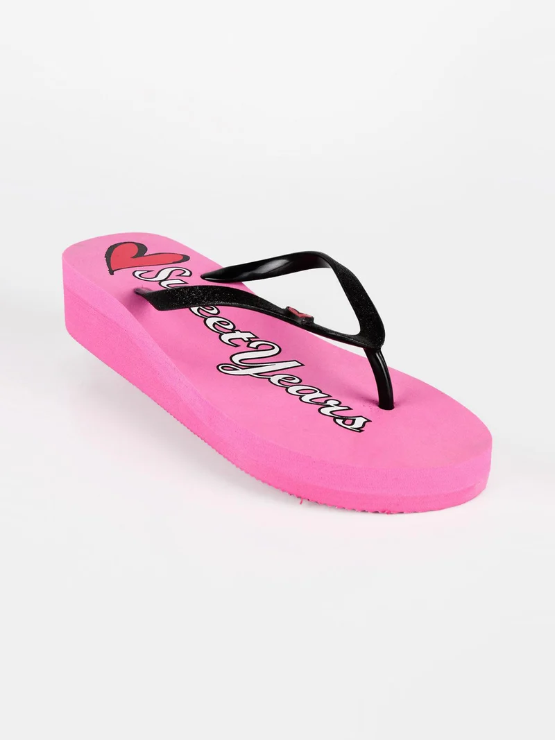 Infradito con zeppa - fucsia