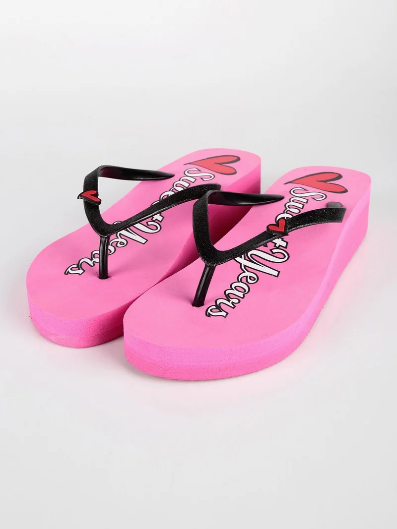 Infradito con zeppa - fucsia