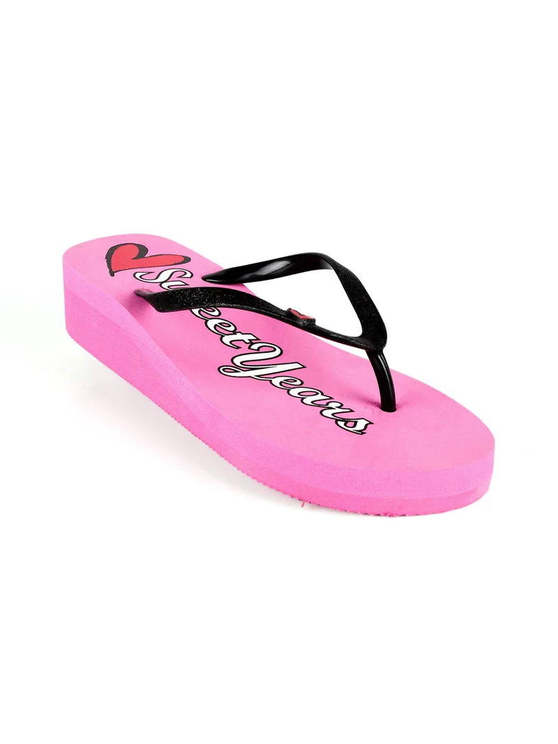 Infradito con zeppa - fucsia