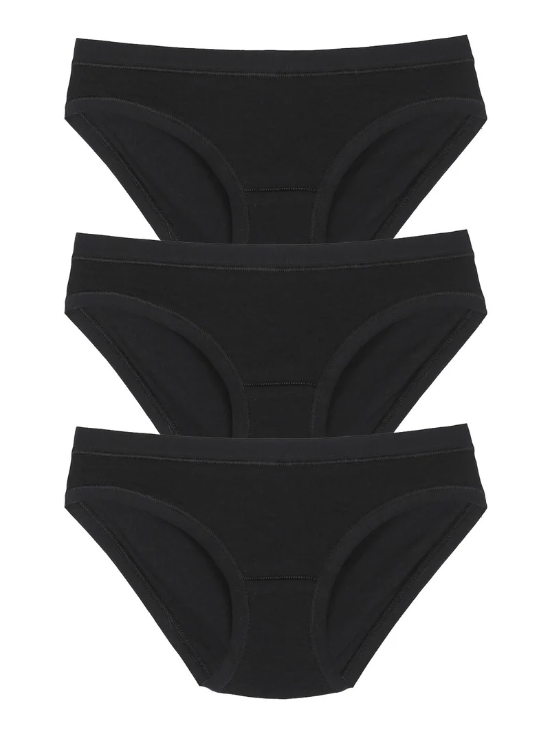 Confezione da 3 mini slip da donna in cotone bielastico - nero