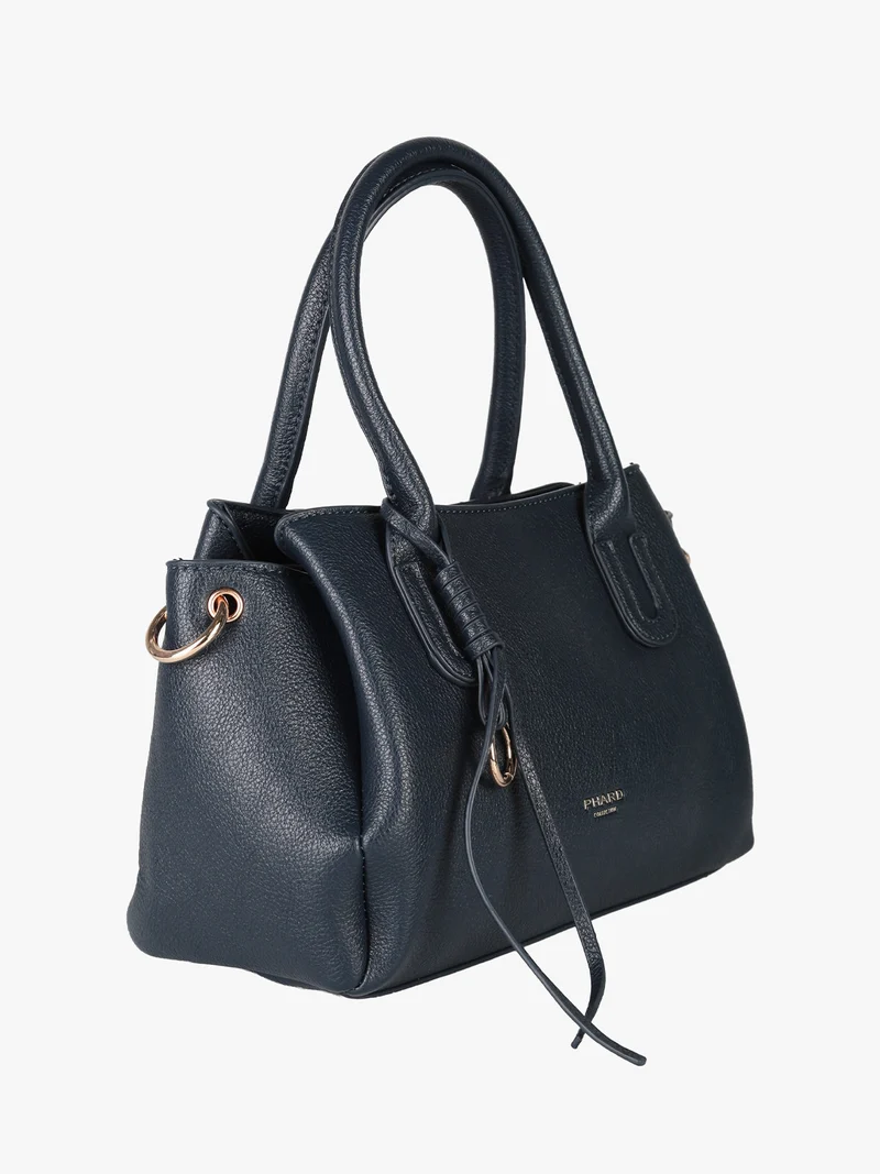 Borsa donna in ecopelle con doppi manici - blu scuro