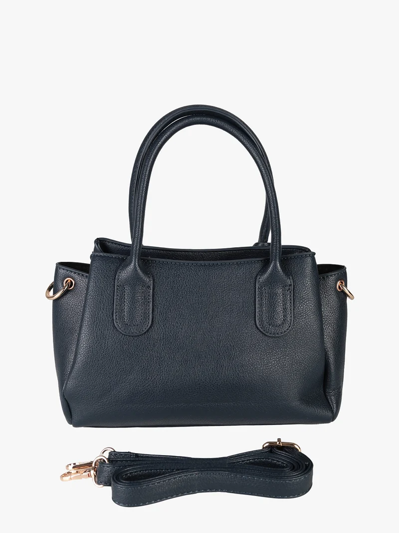 Borsa donna in ecopelle con doppi manici - blu scuro