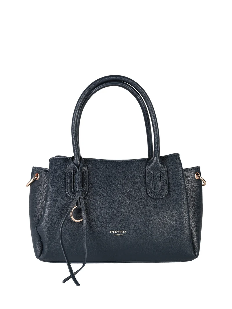 Borsa donna in ecopelle con doppi manici - blu scuro