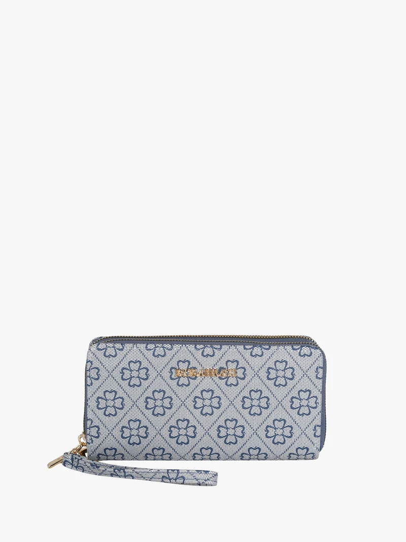 Portafoglio rettangolare da donna con doppia zip - blu