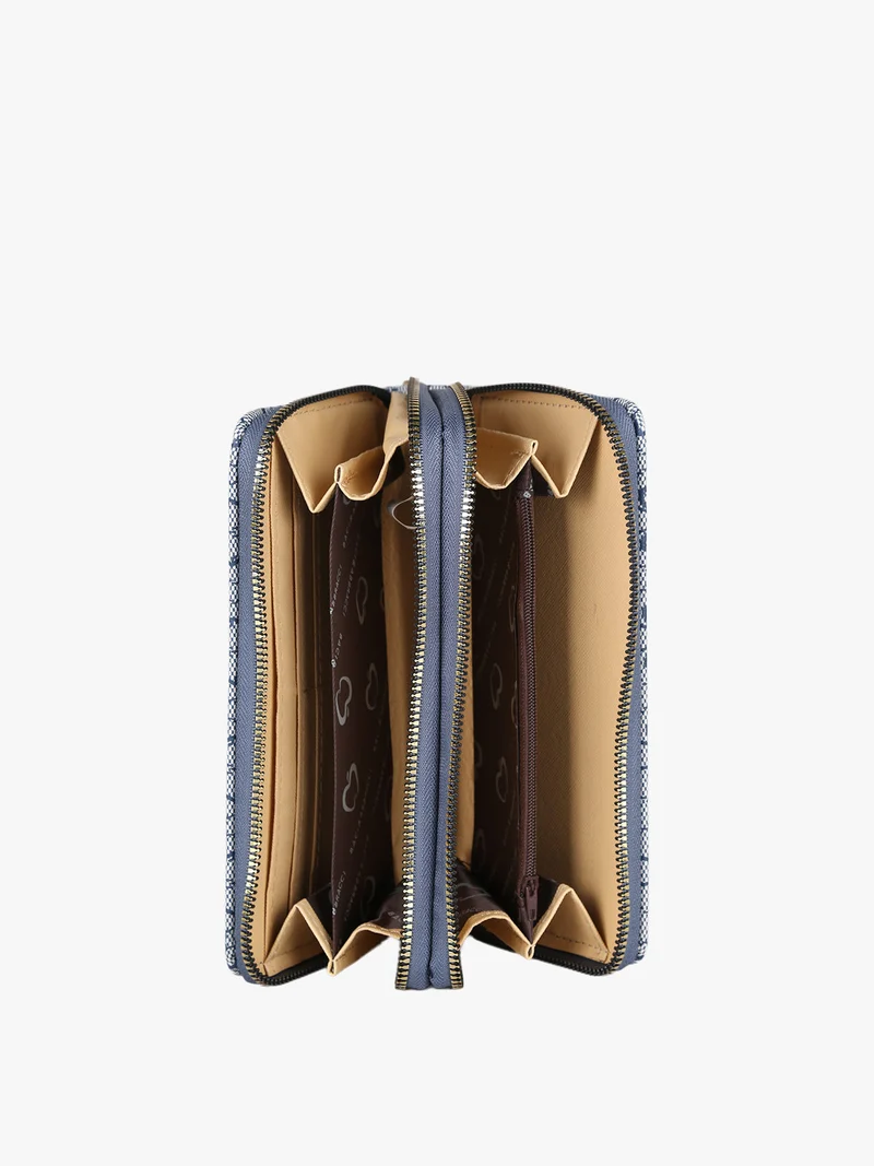 Portafoglio rettangolare da donna con doppia zip - blu