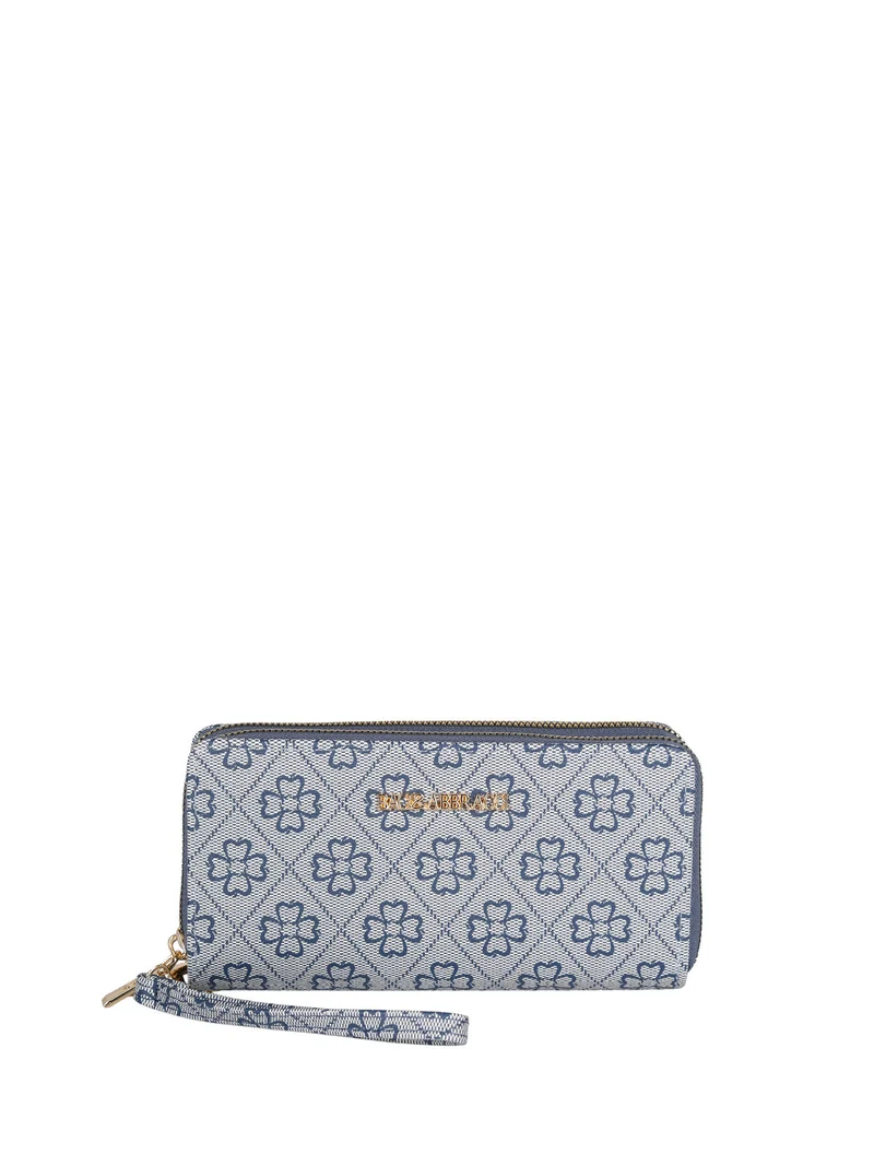 Portafoglio rettangolare da donna con doppia zip - blu