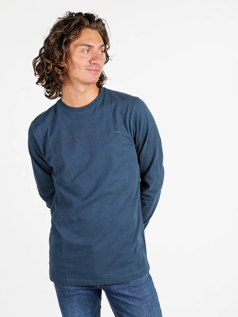 Maglia girocollo da uomo in cotone - ottanio