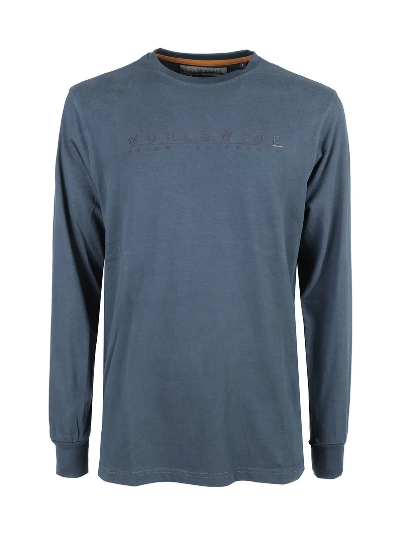 Maglia girocollo da uomo in cotone - ottanio