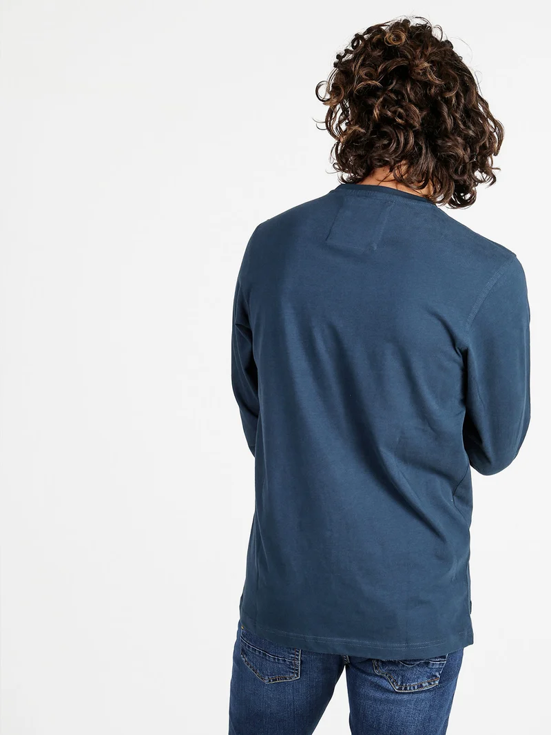 Maglia girocollo da uomo in cotone - ottanio