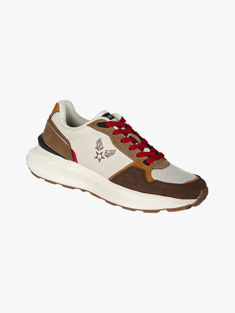 Sneakers casual da uomo stringate - marrone