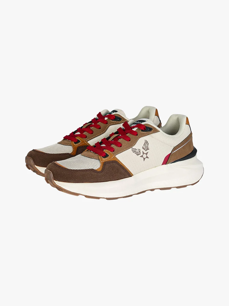 Sneakers casual da uomo stringate - marrone