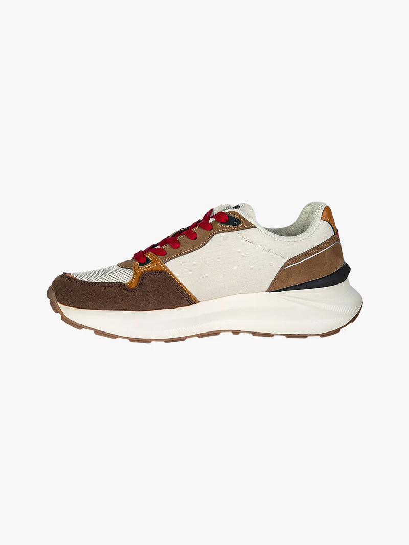 Sneakers casual da uomo stringate - marrone