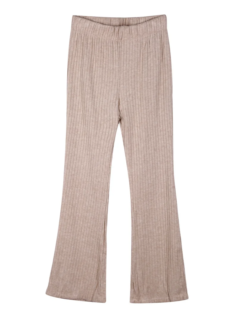 Pantaloni da bambina in velluto a zampa - beige