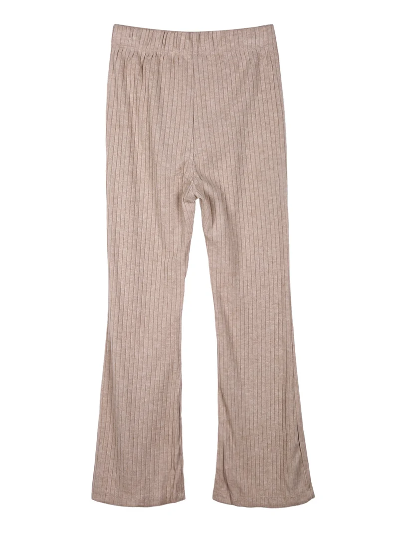 Pantaloni da bambina in velluto a zampa - beige