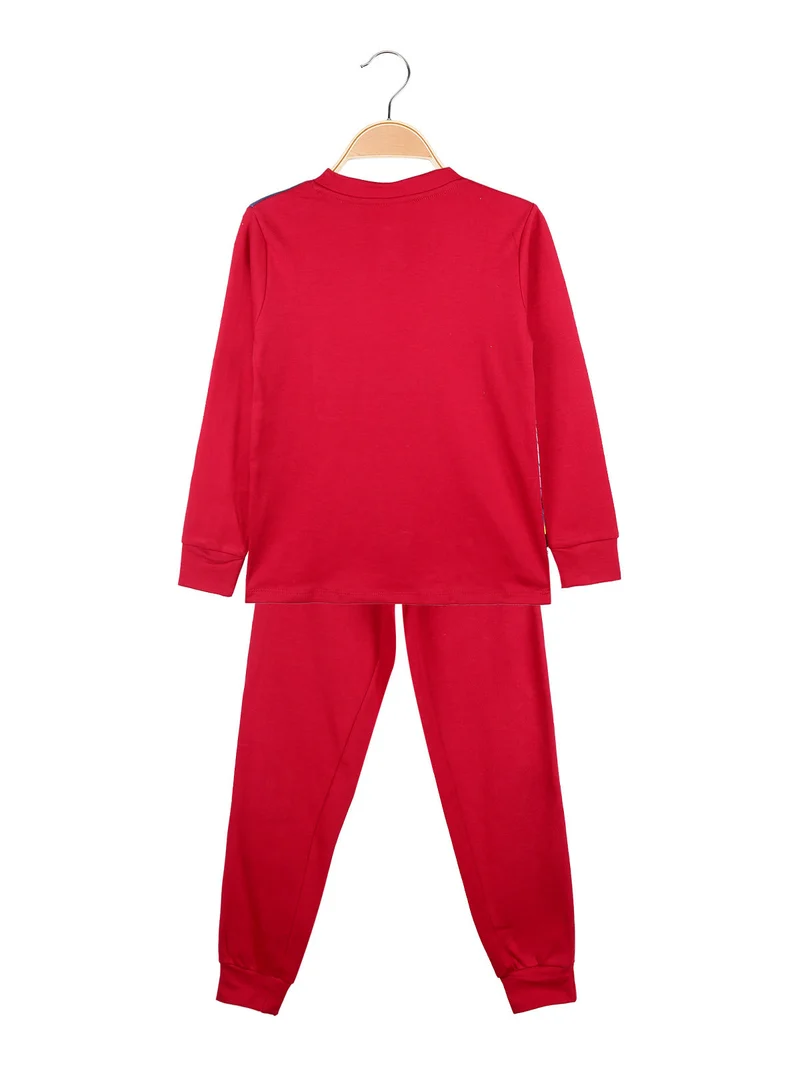 Pigiama lungo da bambino in caldo cotone - rosso