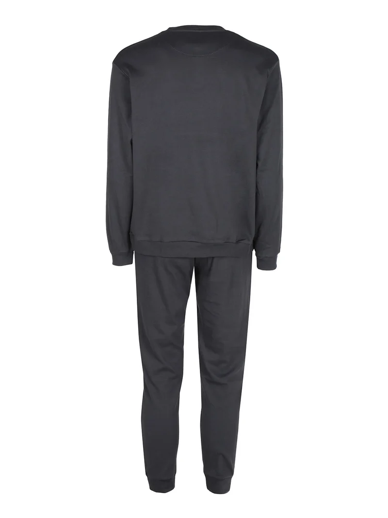 Pigiama da uomo lungo in cotone interlock - antracite