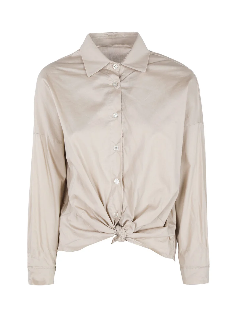 Camicetta donna annodata in cotone - beige