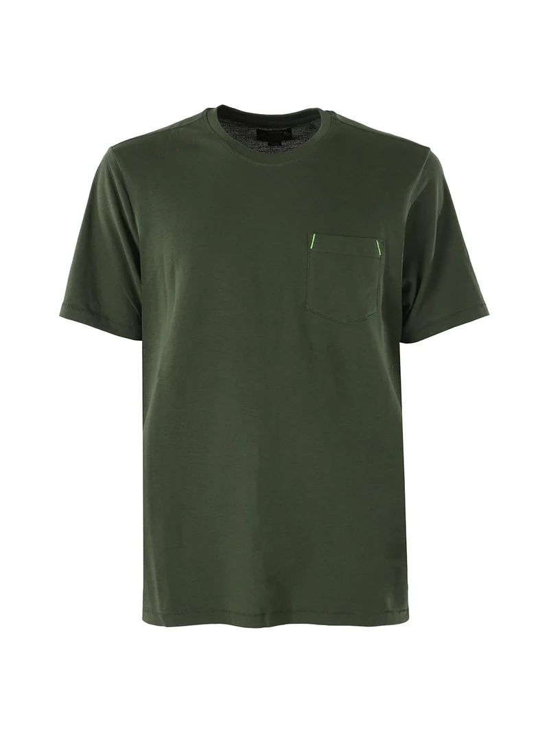 T-shirt in cotone da uomo con taschino frontale - militare