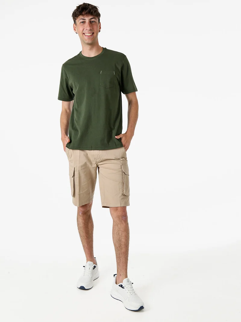 T-shirt in cotone da uomo con taschino frontale - militare