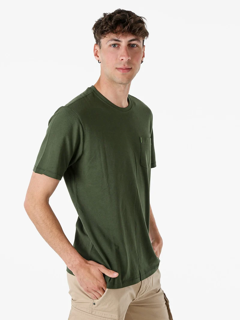T-shirt in cotone da uomo con taschino frontale - militare