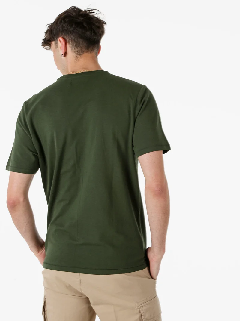T-shirt in cotone da uomo con taschino frontale - militare