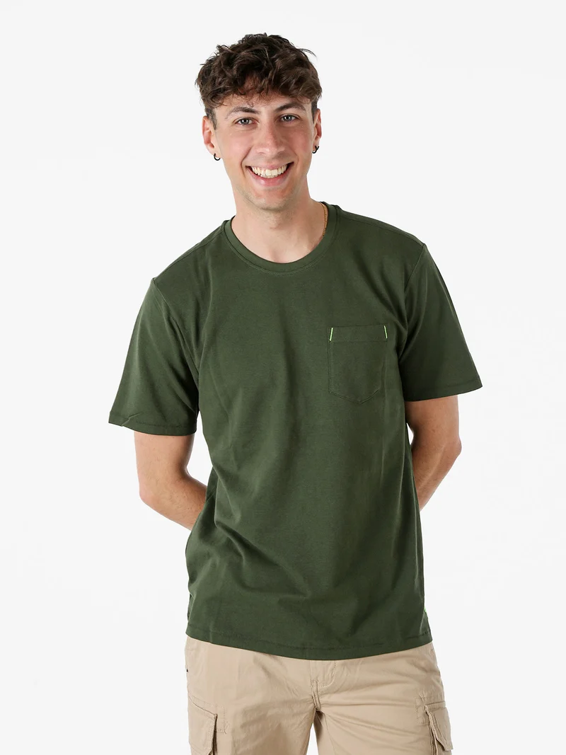 T-shirt in cotone da uomo con taschino frontale - militare