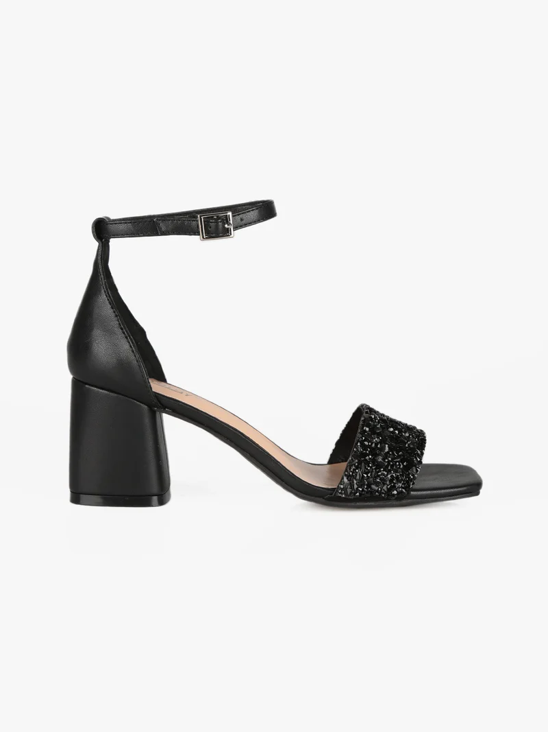 Sandali alti con strass donna - nero