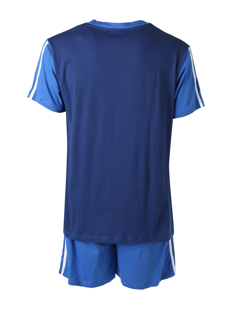 Pigiama corto da uomo in cotone - blu