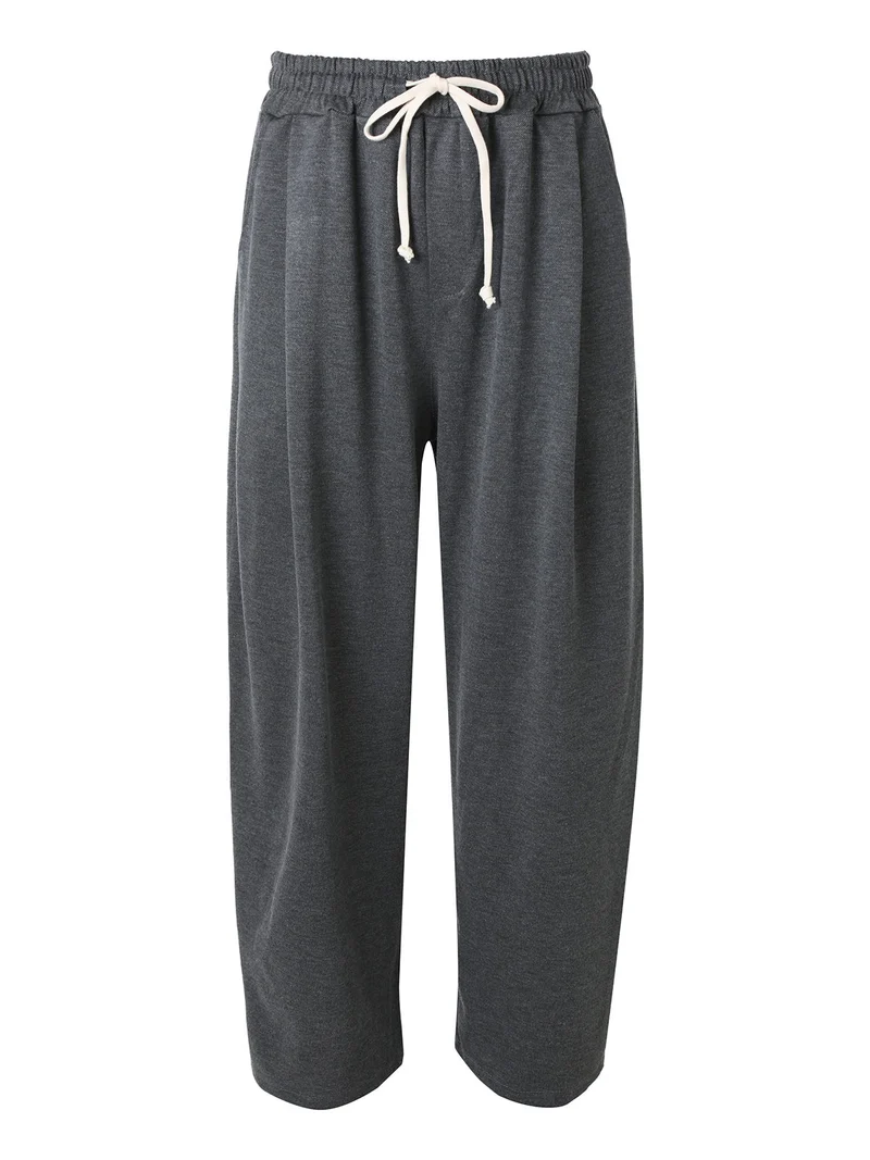 Pantaloni da uomo oversize a gamba larga con coulisse - grigio