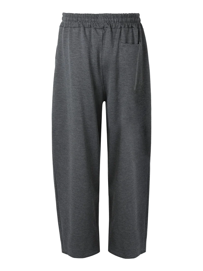 Pantaloni da uomo oversize a gamba larga con coulisse - grigio