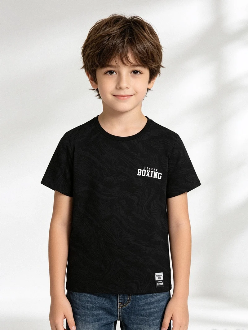 T-shirt girocollo da ragazzo - nero