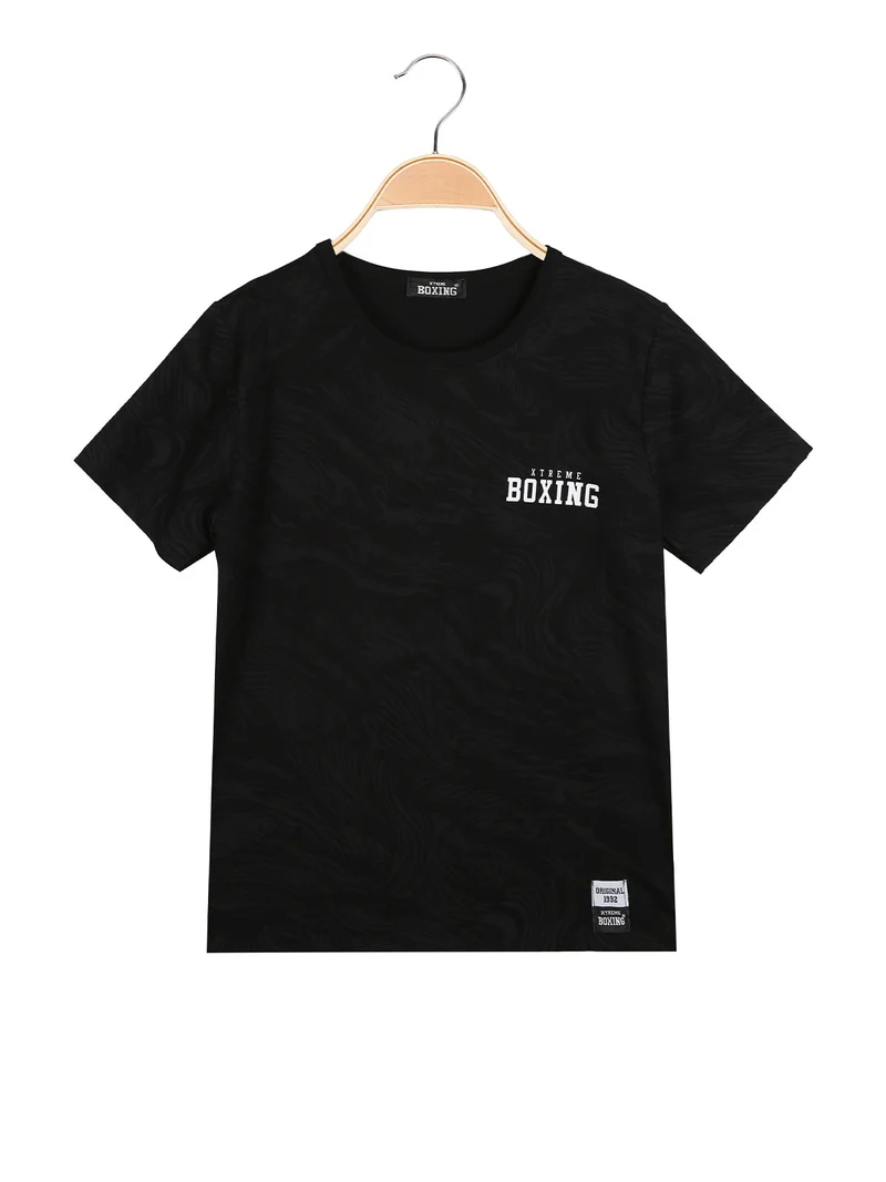 T-shirt girocollo da ragazzo - nero