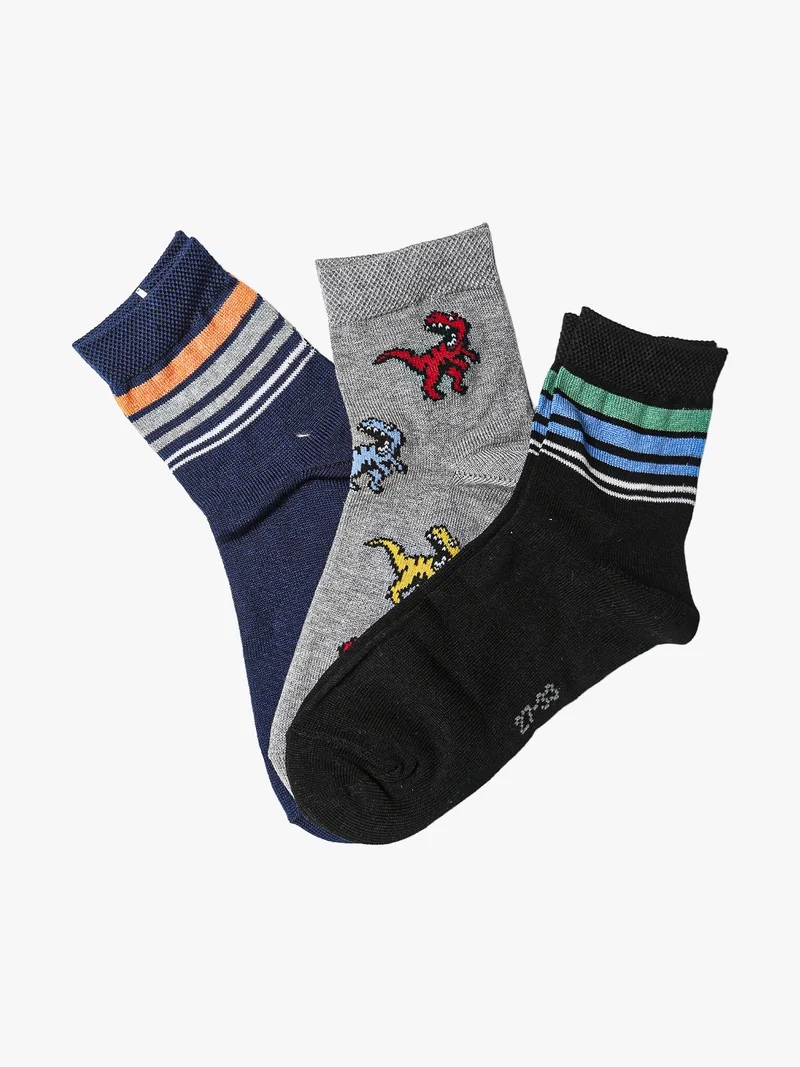 Confezione da 3 paia di calze corte da bambino in cotone mercerizzato - nero