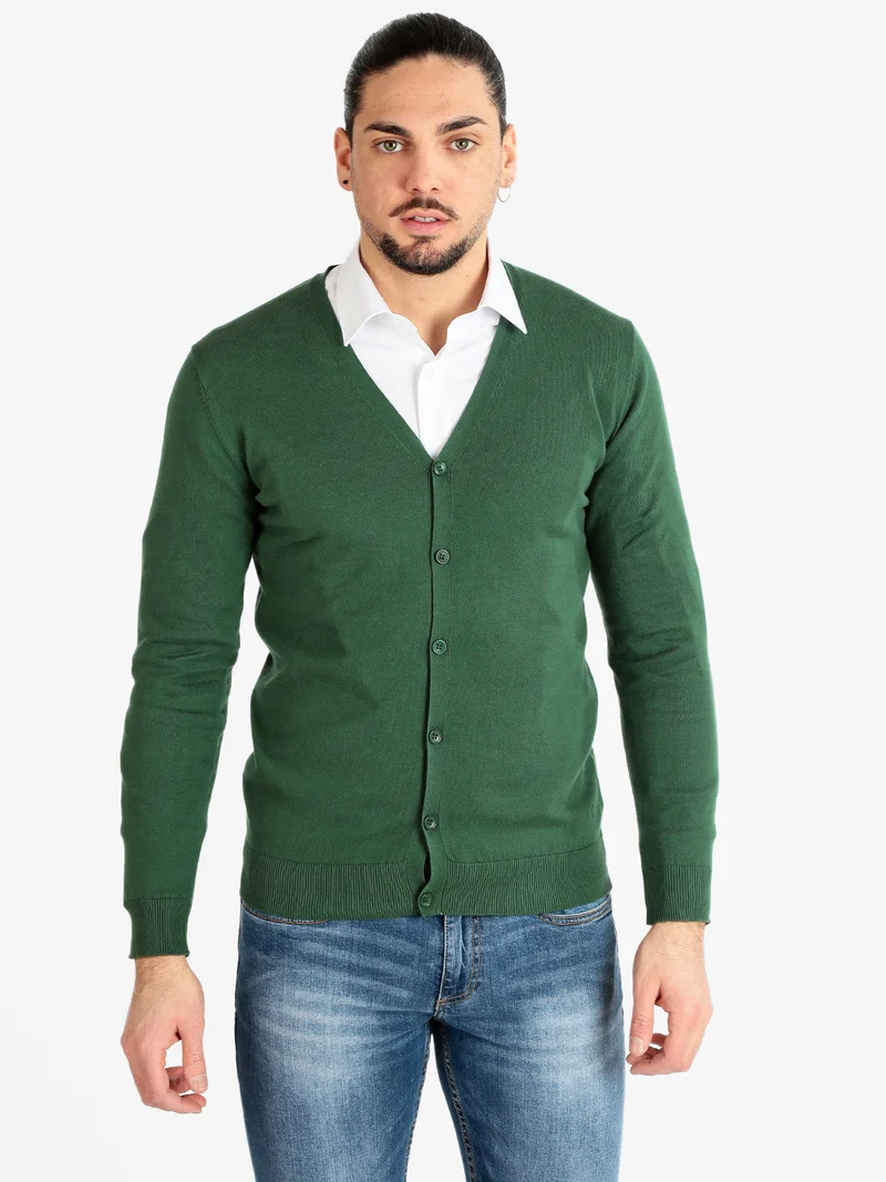 Cardigan da uomo con bottoni - verde