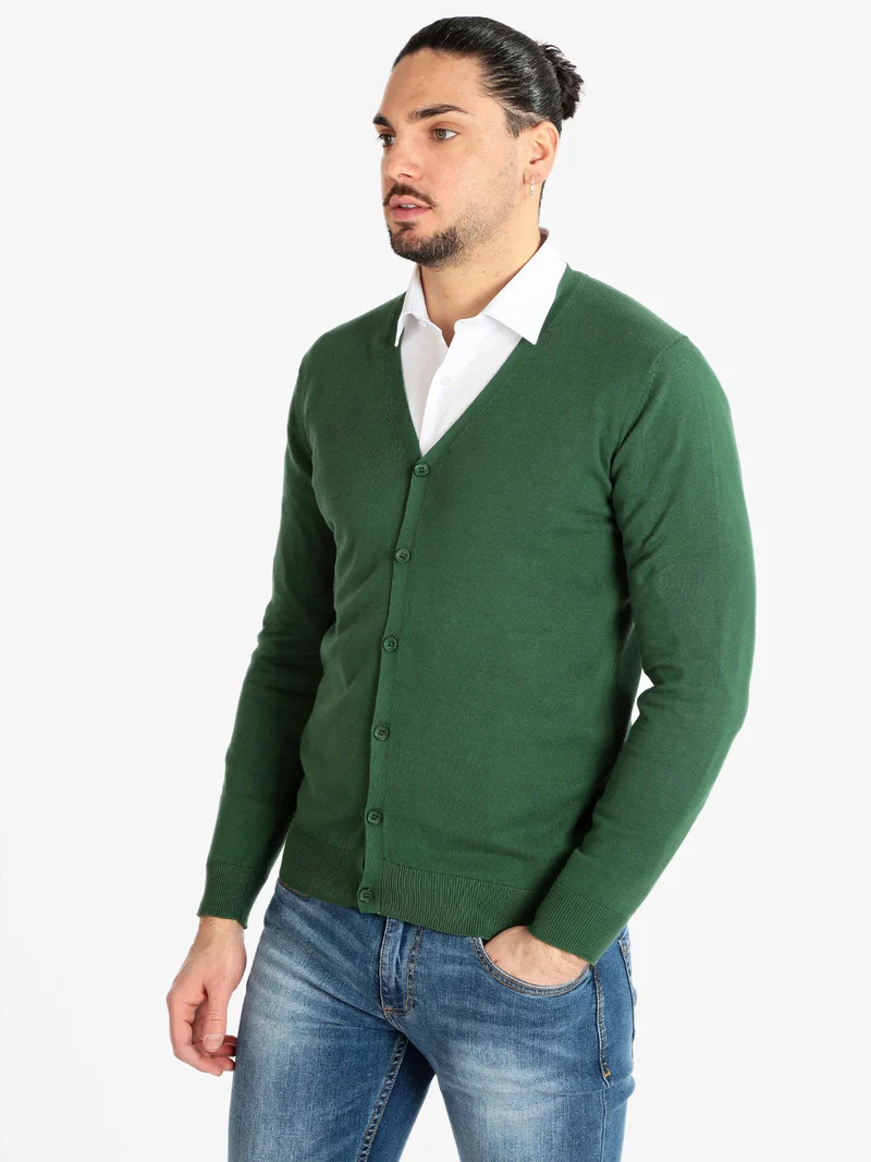 Cardigan da uomo con bottoni - verde