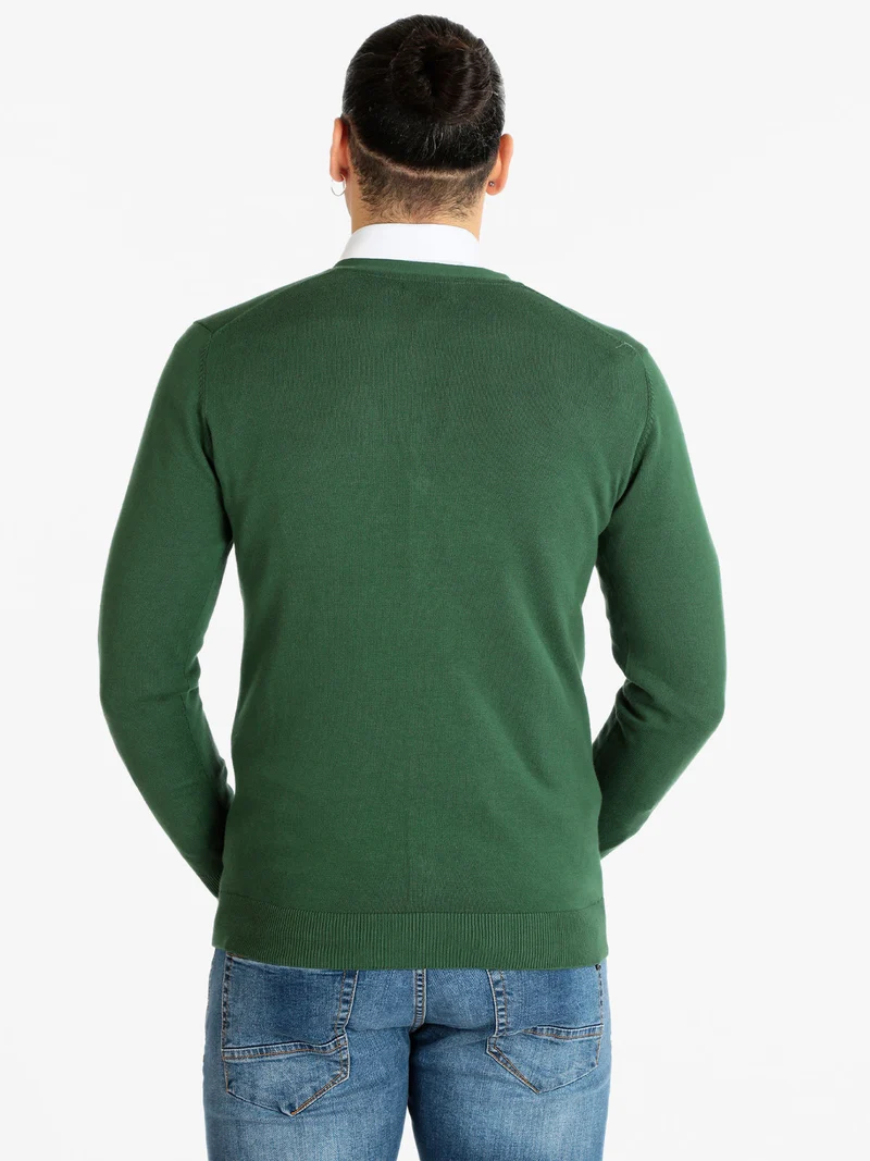 Cardigan da uomo con bottoni - verde